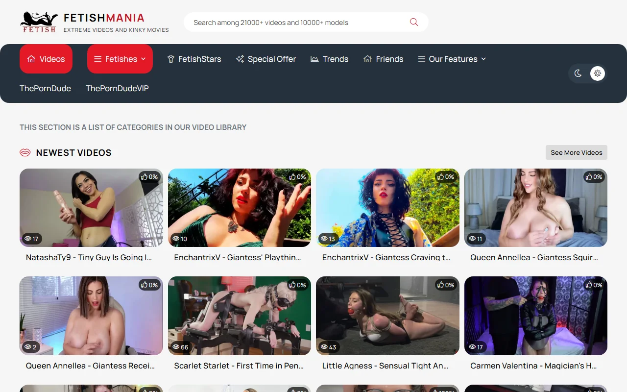 Screenshot: Fetishmania Website Review Screenshot of Fetishmania Website Review